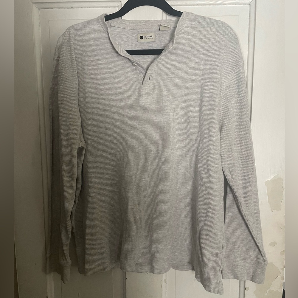 Haggar Light Gray Henley Shirt
